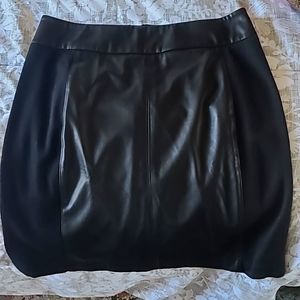 Cabi Black leather & knit skirt